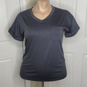 MIHOLL GraV-Neck Short Sleeve Shirts Casual Loose fit comfy Tee T-Shirt